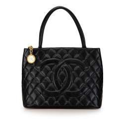 Chanel B Chanel Black Caviar Leather Leather Caviar Medallion Tote France