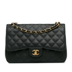 Chanel AB Chanel Black Caviar Leather Leather Jumbo Classic Caviar Double Flap Italy