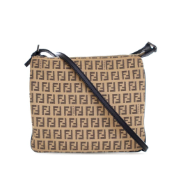 Fendi B Fendi Brown Beige Canvas Fabric Zucchino Crossbody Italy