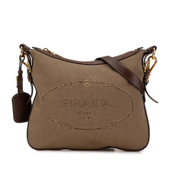 Prada B Prada Brown Canvas Fabric Canapa Logo Crossbody China