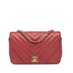 Chanel AB Chanel Red Caviar Leather Leather Mini Chevron Caviar Statement Flap France