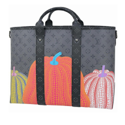 Louis Vuitton Gray Yayoi Kusama Monogram Eclipse Reverse Pumpkin Weekend Tote France