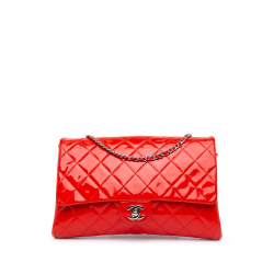 Chanel B Chanel Red Patent Leather Leather Quilted Patent New Clutch With Chain Italy