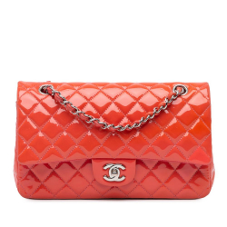 Chanel B Chanel Red Patent Leather Leather Medium Classic Patent Double Flap France