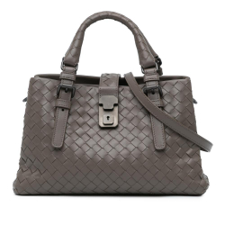 Bottega Veneta B Bottega Veneta Gray Calf Leather Mini Intrecciato Roma Italy