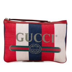 Gucci B Gucci Red Canvas Fabric Sylvie Baiadera Clutch France