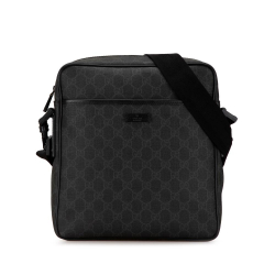 Gucci AB Gucci Black Coated Canvas Fabric GG Supreme Crossbody Italy