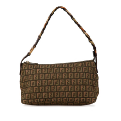 Fendi B Fendi Brown Khaki Canvas Fabric Zucchino Braided Pochette Italy