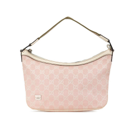 Gucci B Gucci Pink Light Pink with White Canvas Fabric GG Pop Web Shoulder Bag Italy