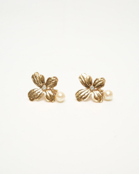 Saint Laurent Floral Rhinestone and Pearl Earrings