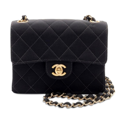 Chanel AB Chanel Black Canvas Fabric Mini Square Classic Single Flap France