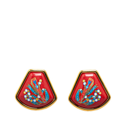 Hermès AB Hermès Red Enamel Other Cloisonne Clip On Earrings France