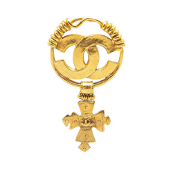 Chanel AB Chanel Gold Gold Plated Metal Swing Cross Brooch France