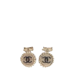 Chanel B Chanel Gold Gold Plated Metal CC Bow Push Back Earrings Italy