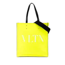 Valentino B Valentino Yellow Neon Yellow with Black Calf Leather VLTN Satchel Italy