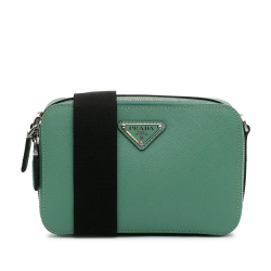 Prada AB Prada Green Saffiano Leather Small Brique Crossbody Italy