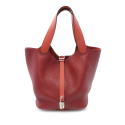 Hermès AB Hermès Red Dark Red Calf Leather Bicolor Clemence Picotin Lock 22 France