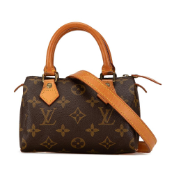 Louis Vuitton B Louis Vuitton Brown Monogram Canvas Canvas Monogram Nano Speedy Bandouliere France