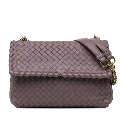 Bottega Veneta B Bottega Veneta Purple Calf Leather Medium Intrecciato Olimpia Italy