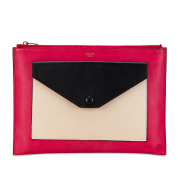 Celine B Celine Pink with Multi Calf Leather Tricolor Envelope Clutch Italy