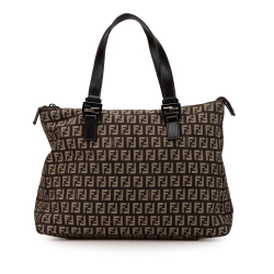 Fendi B Fendi Brown Canvas Fabric Zucchino Tote Italy