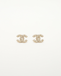 Chanel Coco Mark Pearl Rhinestone Earrings