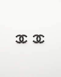 Chanel Coco Mark Black Rhinestone Earrings