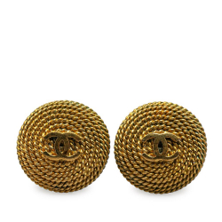 Chanel B Chanel Gold Gold Plated Metal CC Clip On Earrings France