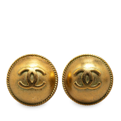 Chanel B Chanel Gold Gold Plated Metal CC Clip On Earrings France