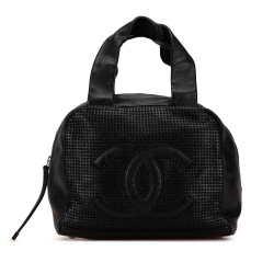 Chanel B Chanel Black Caviar Leather Leather CC Perforated Caviar Bowler Bag Italy