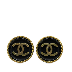 Chanel B Chanel Gold Gold Plated Metal CC Clip On Earrings France