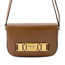 Prada B Prada Brown Calf Leather City Crossbody Italy