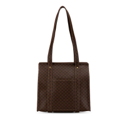 Celine B Celine Brown Coated Canvas Fabric Macadam Tote Italy