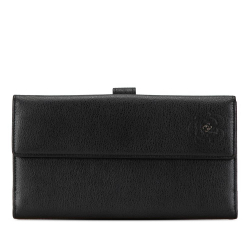 Chanel B Chanel Black Calf Leather skin Camellia Long Wallet Italy