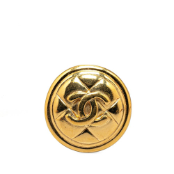 Chanel AB Chanel Gold Gold Plated Metal CC Quilted Round Brooch France