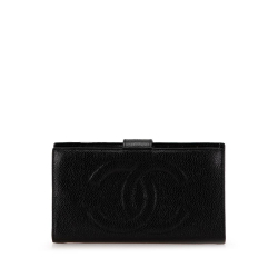 Chanel B Chanel Black Caviar Leather Leather CC Caviar Long Wallet Italy