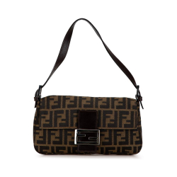 Fendi B Fendi Brown Canvas Fabric Zucca Baguette Italy