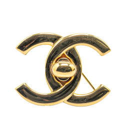 Chanel B Chanel Gold Gold Plated Metal CC Turn-Lock Brooch France