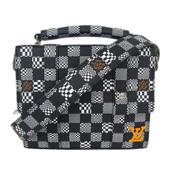 Louis Vuitton B Louis Vuitton Black with White Damier Canvas Canvas Damier Distorted Flap Soft Trunk Italy