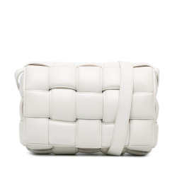 Bottega Veneta AB Bottega Veneta White Calf Leather skin Intrecciato Padded Cassette Crossbody Italy