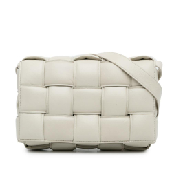 Bottega Veneta B Bottega Veneta White Calf Leather skin Intrecciato Padded Cassette Crossbody Italy