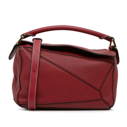 Loewe AB LOEWE Red Calf Leather Small Puzzle Satchel Spain