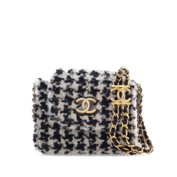 Chanel AB Chanel Black with White Tweed Fabric Mini CC Houndstooth Accordion Flap Italy