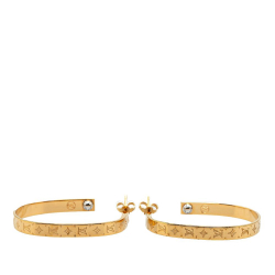 Louis Vuitton B Louis Vuitton Gold Gold Plated Metal Nanogram Hoop Earrings Italy