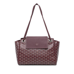 Goyard B Goyard Red Dark Red Coated Canvas Fabric Goyardine Rouette PM France