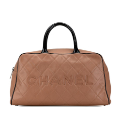 Chanel B Chanel Brown Caviar Leather Leather Large Quilted Grained Calfskin Bowler Handbag France