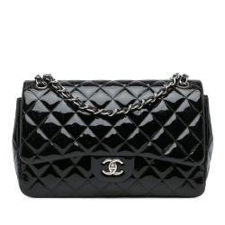 Chanel B Chanel Black Patent Leather Leather Jumbo Classic Patent Double Flap Italy