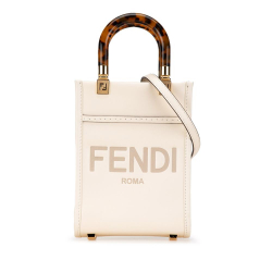 Fendi AB Fendi White Calf Leather Mini Sunshine Shopper Tote Italy