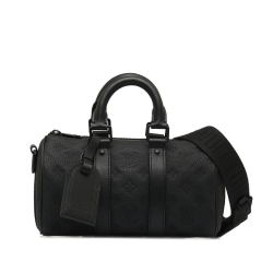 Louis Vuitton AB Louis Vuitton Black Calf Leather Monogram Taurillon Keepall Bandouliere 25 France