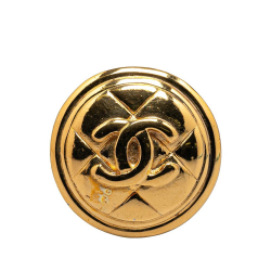 Chanel B Chanel Gold Gold Plated Metal CC Quilted Round Brooch France